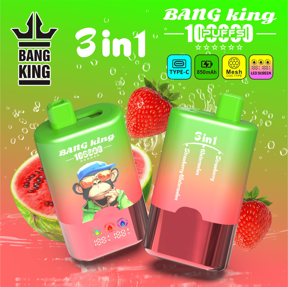 Bang King 100000 100K Puffs 3 In 1 Flavors Original Rechargeable LED Display Disposable Vape 