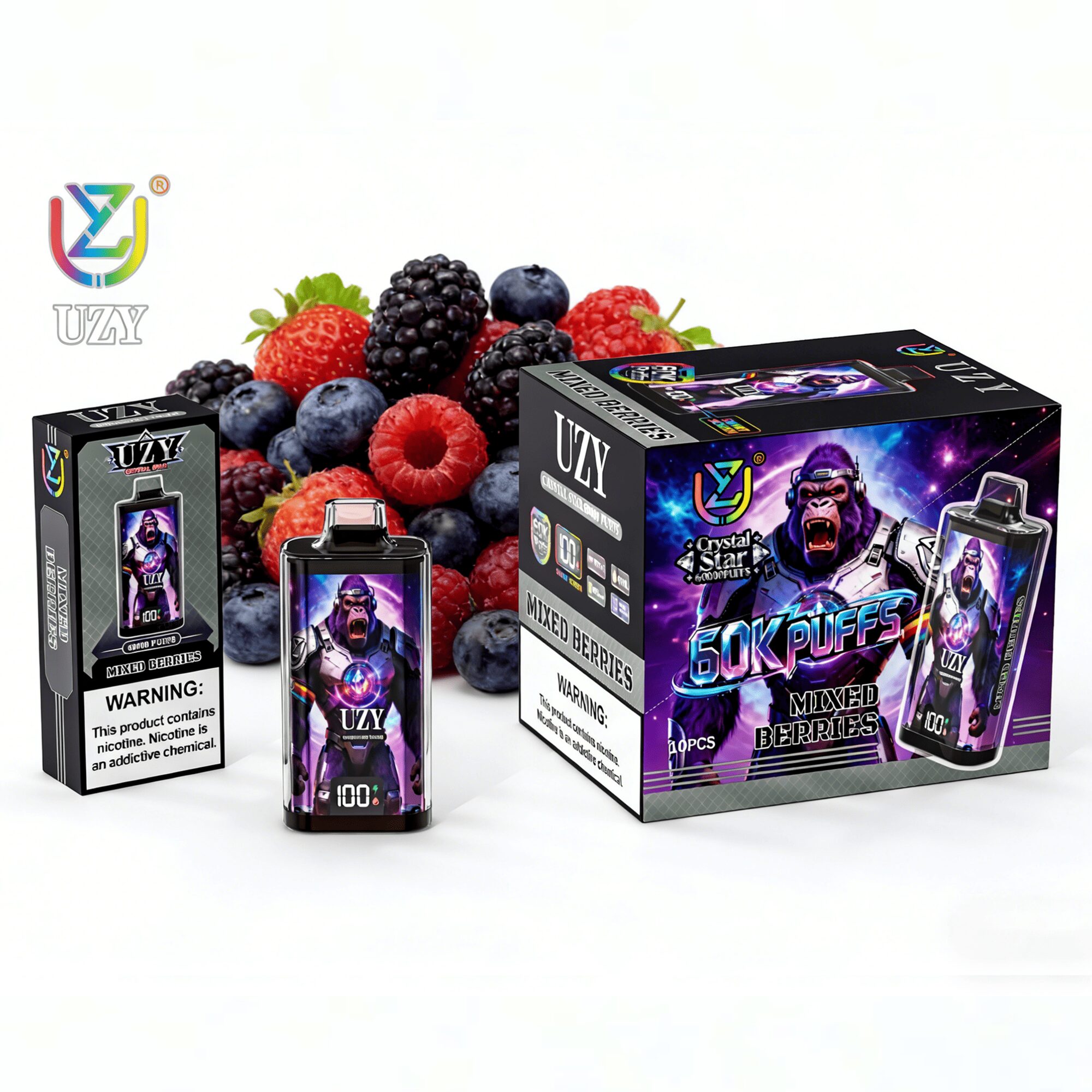 UZY Crystal Star 60000 60K Puffs Smart Display Rechargeable Original Disposable Vape 