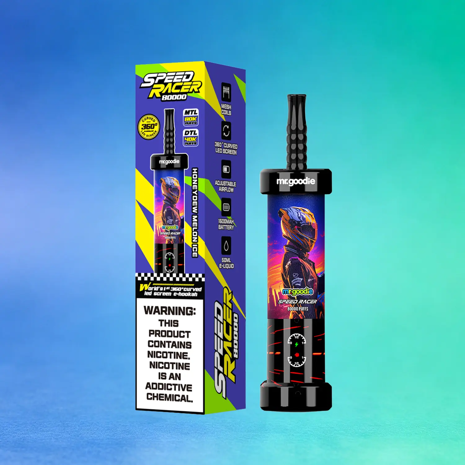 Mr. Goodie Speed Racer 80K 80000 Puffs Disposable Vape Dual Mode Rechargeable LED Display E-Cigarette 