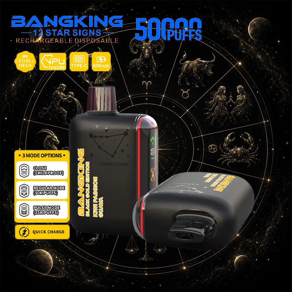 Bang King 12 Star Signs 50K 50000 Puffs Dual Mesh LED Display Disposable Vape 