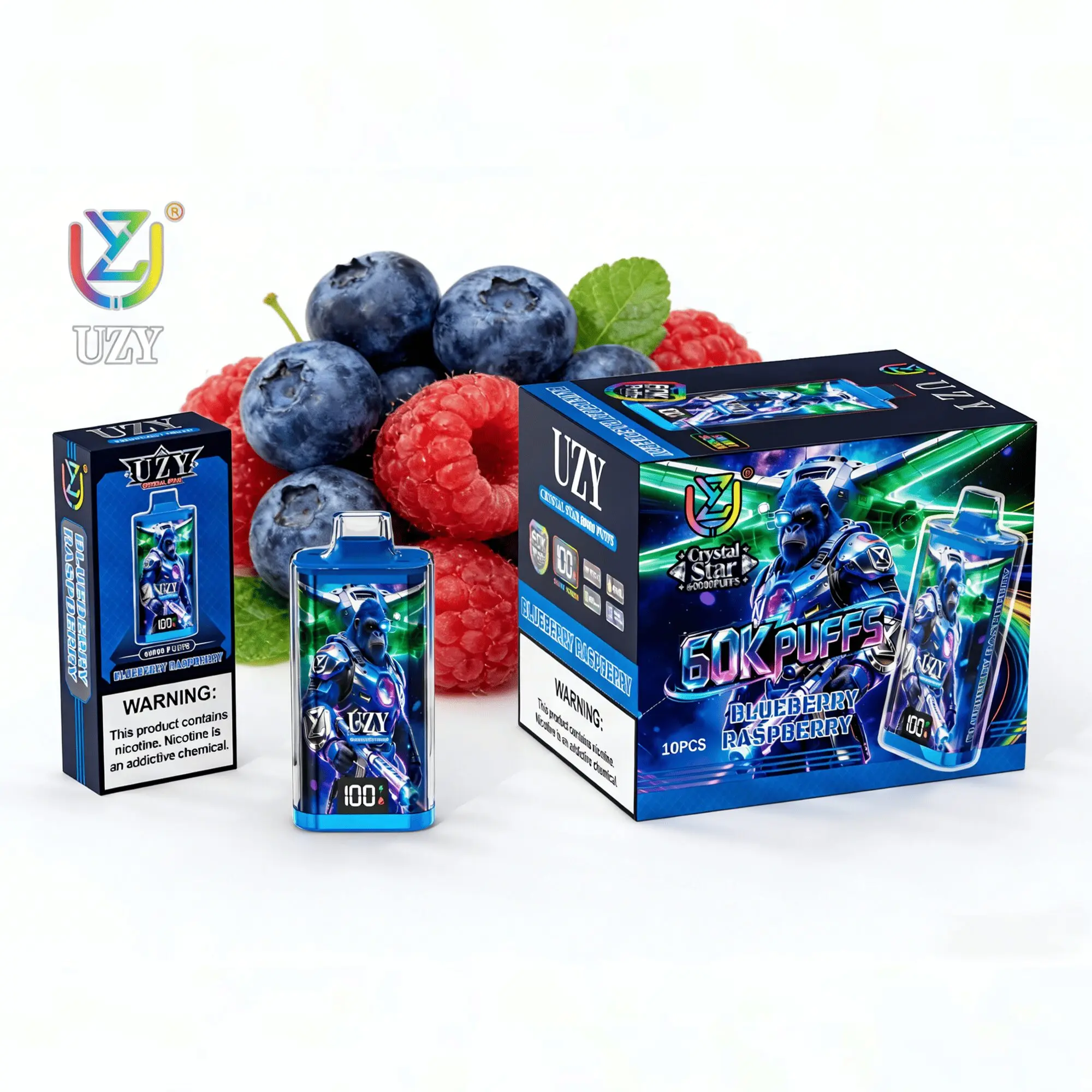 UZY Crystal Star 60000 60K Puffs Smart Display Rechargeable Original Disposable Vape 