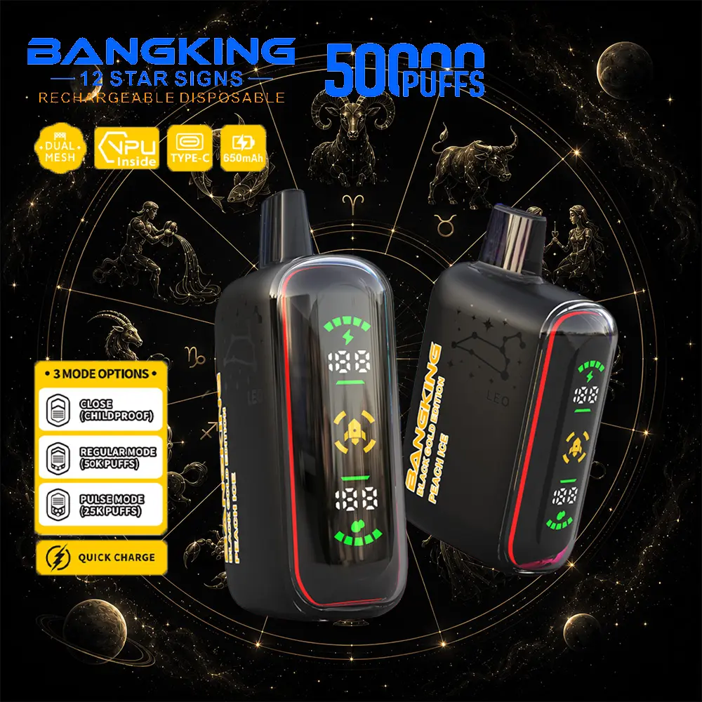 Bang King 12 Star Signs 50K 50000 Puffs Dual Mesh LED Display Disposable Vape 