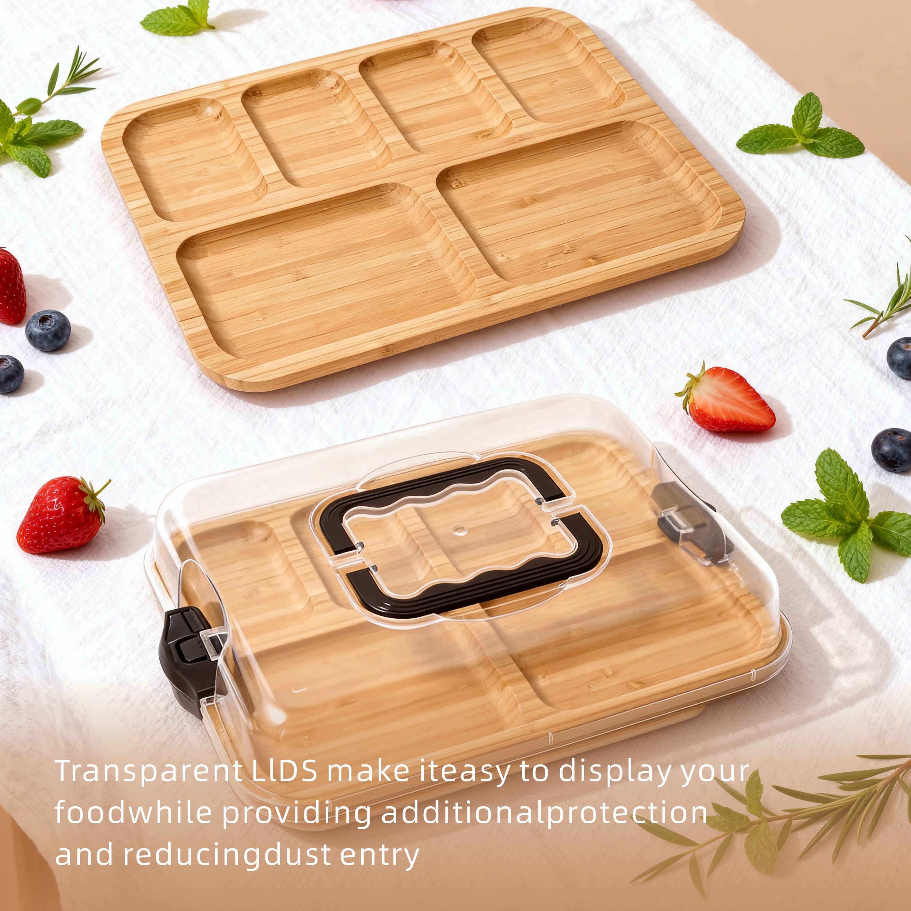 Bamboo Charcuterie Board with Clear Lid