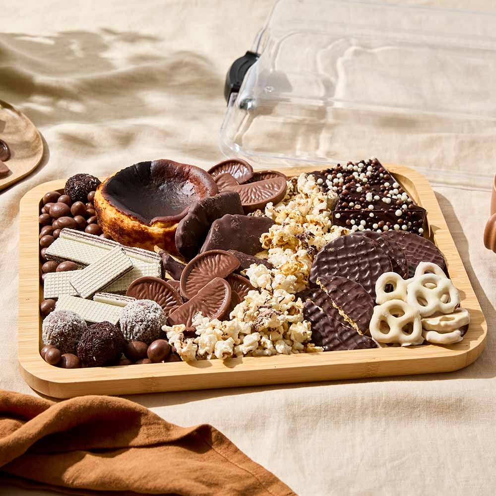 11"x14" Bamboo Prep & Serve Board with Locking Lid