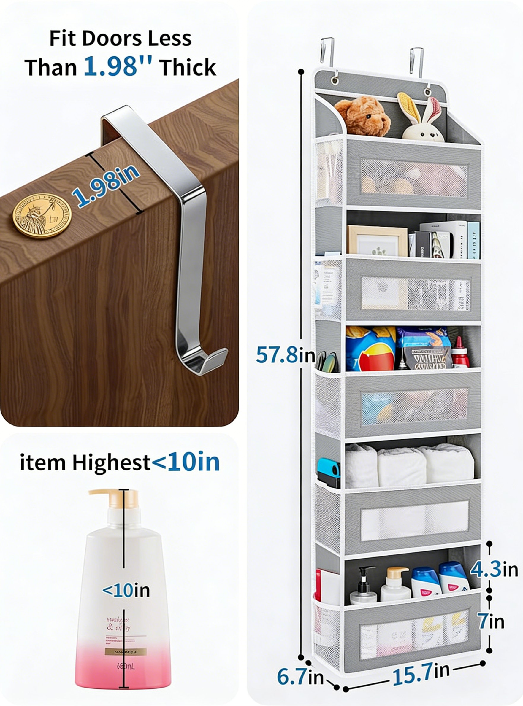 🧸Door Hanging Storage Rack - 5+5 Pockets for Everyday