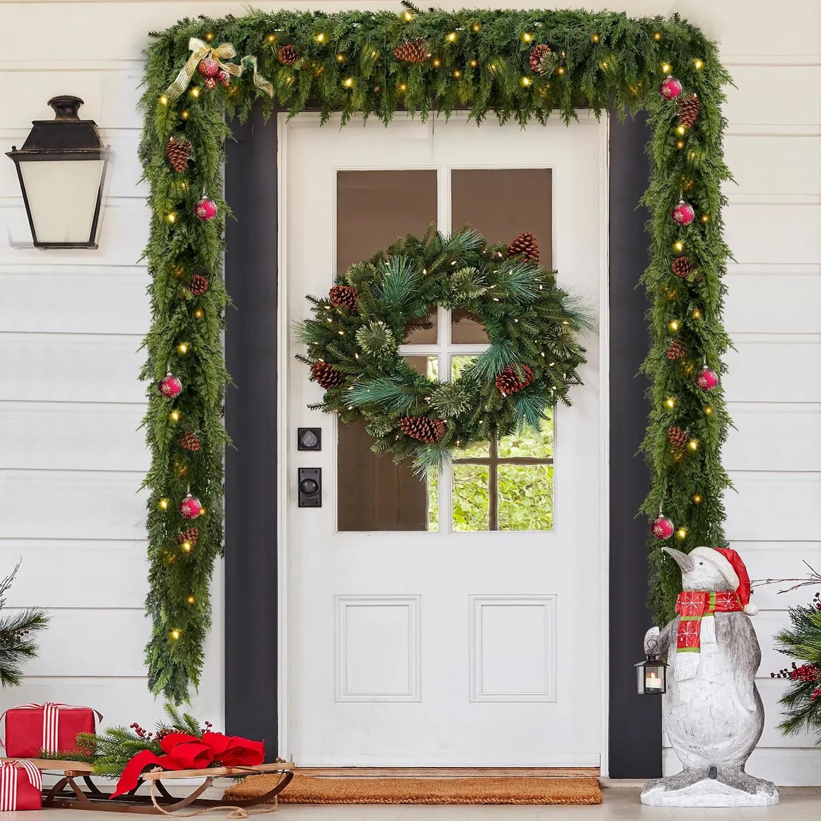 💥6 FT Artificial Cedar Garlands – Lifelike Texture Winter Greenery