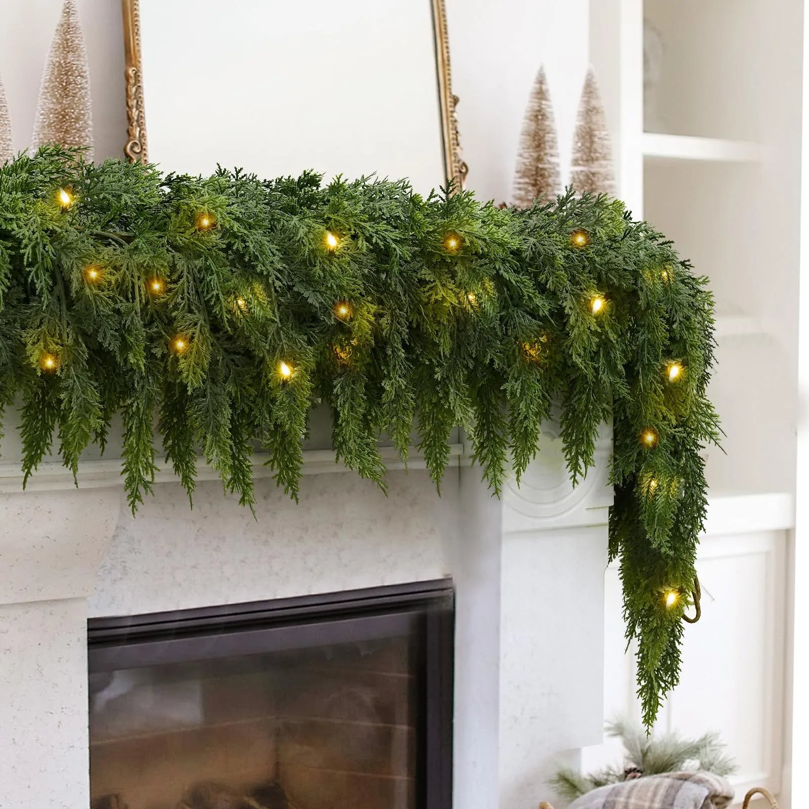 💥6 FT Artificial Cedar Garlands – Lifelike Texture Winter Greenery
