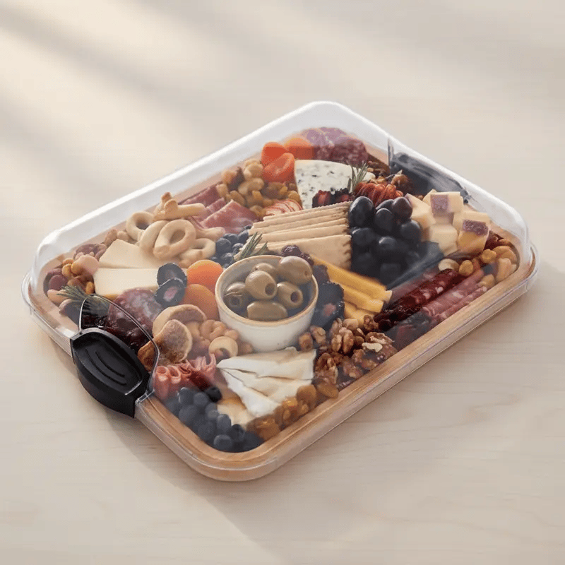 11"x14" Bamboo Prep & Serve Board with Locking Lid