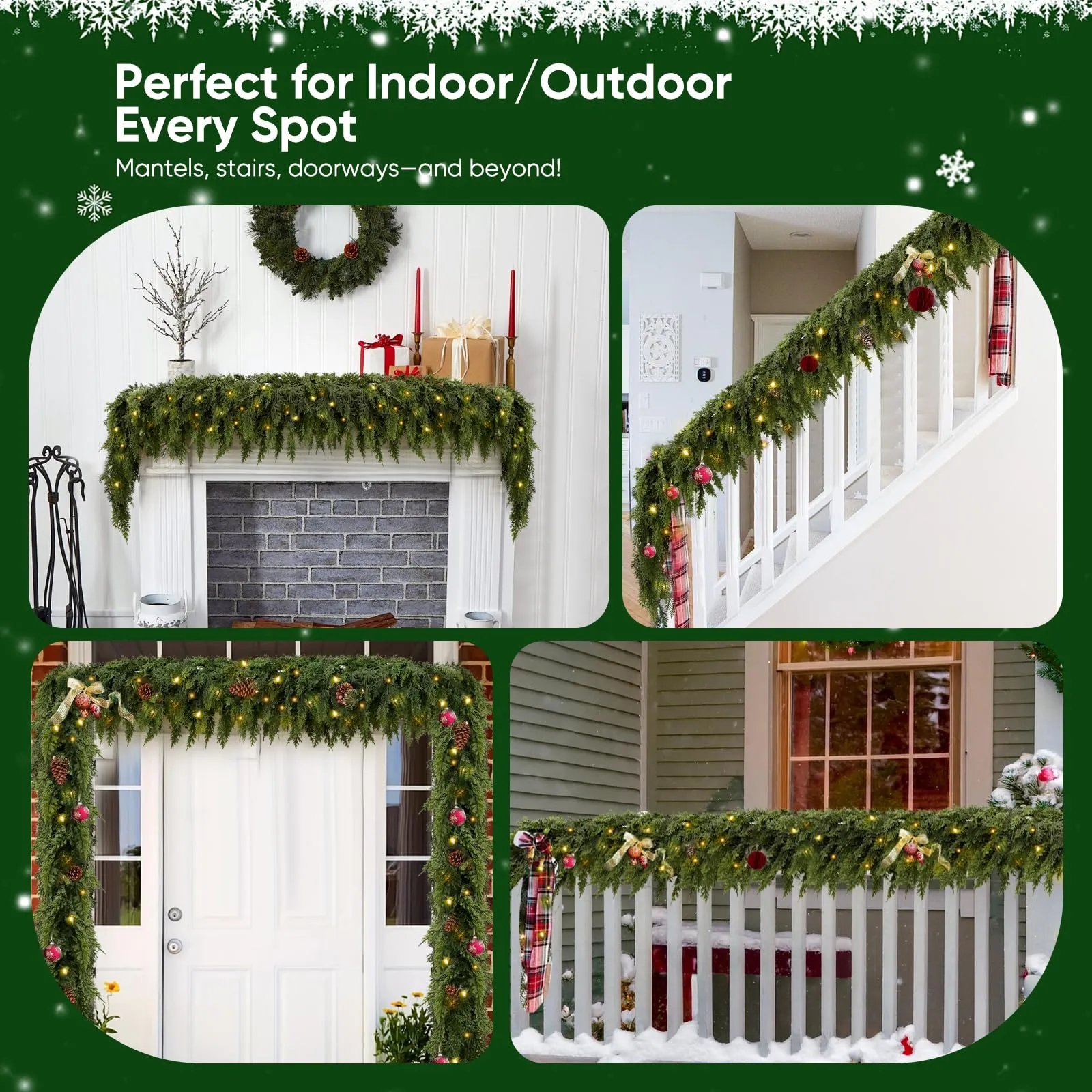 💥6 FT Artificial Cedar Garlands – Lifelike Texture Winter Greenery