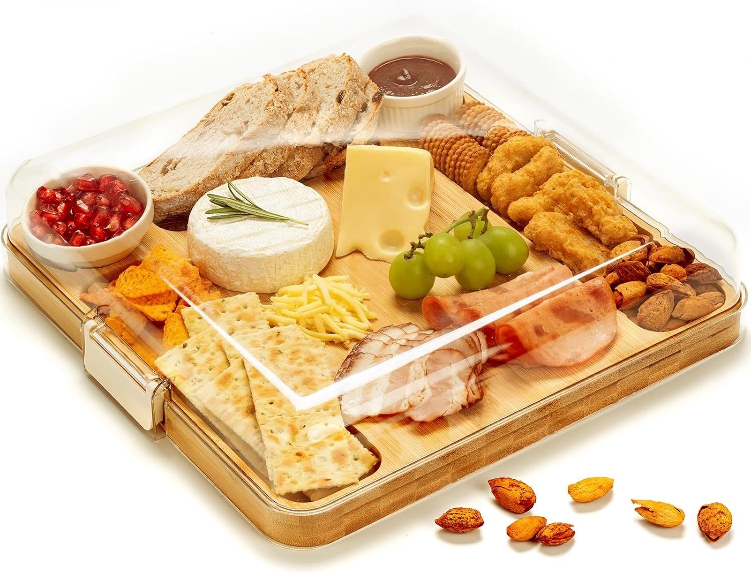 🎋 Bamboo Charcuterie Board with Lid & Buckle Locking 🔥