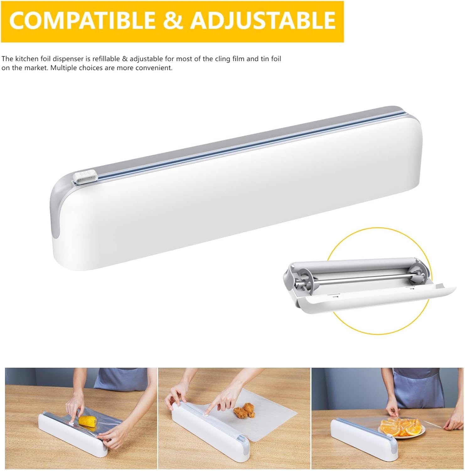 Aluminum Foil & Plastic Wrap Dispenser with Cutter