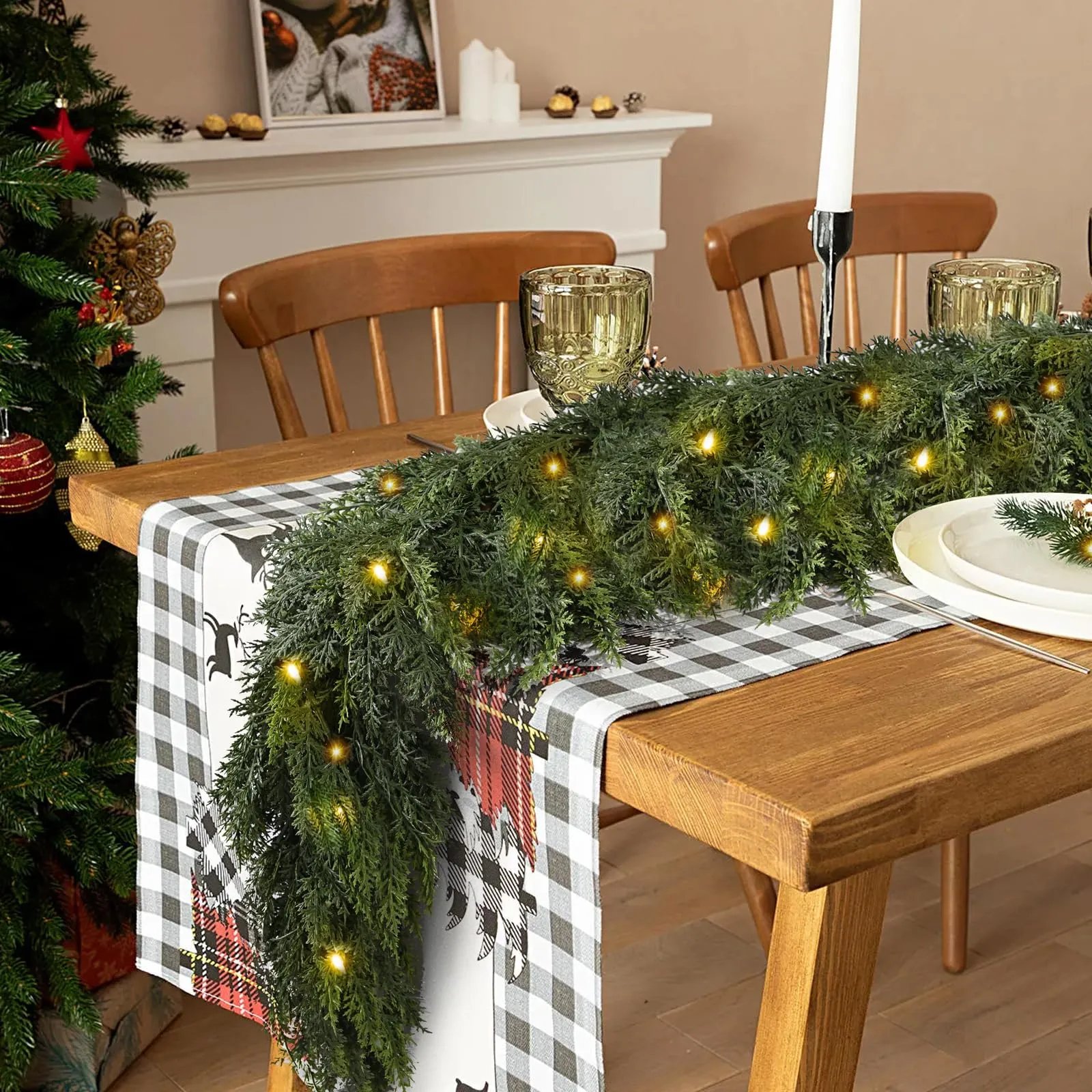 💥6 FT Artificial Cedar Garlands – Lifelike Texture Winter Greenery