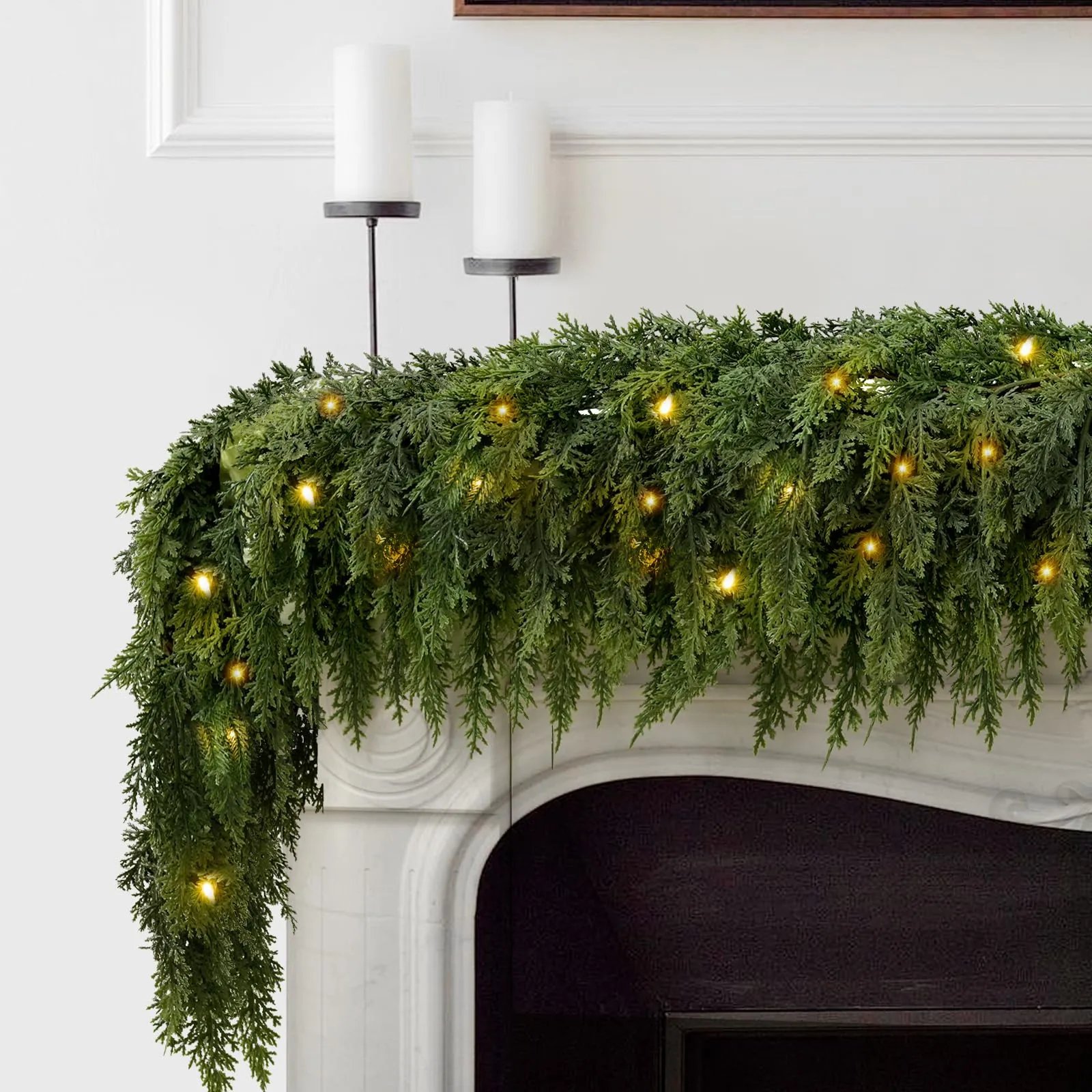 💥6 FT Artificial Cedar Garlands – Lifelike Texture Winter Greenery