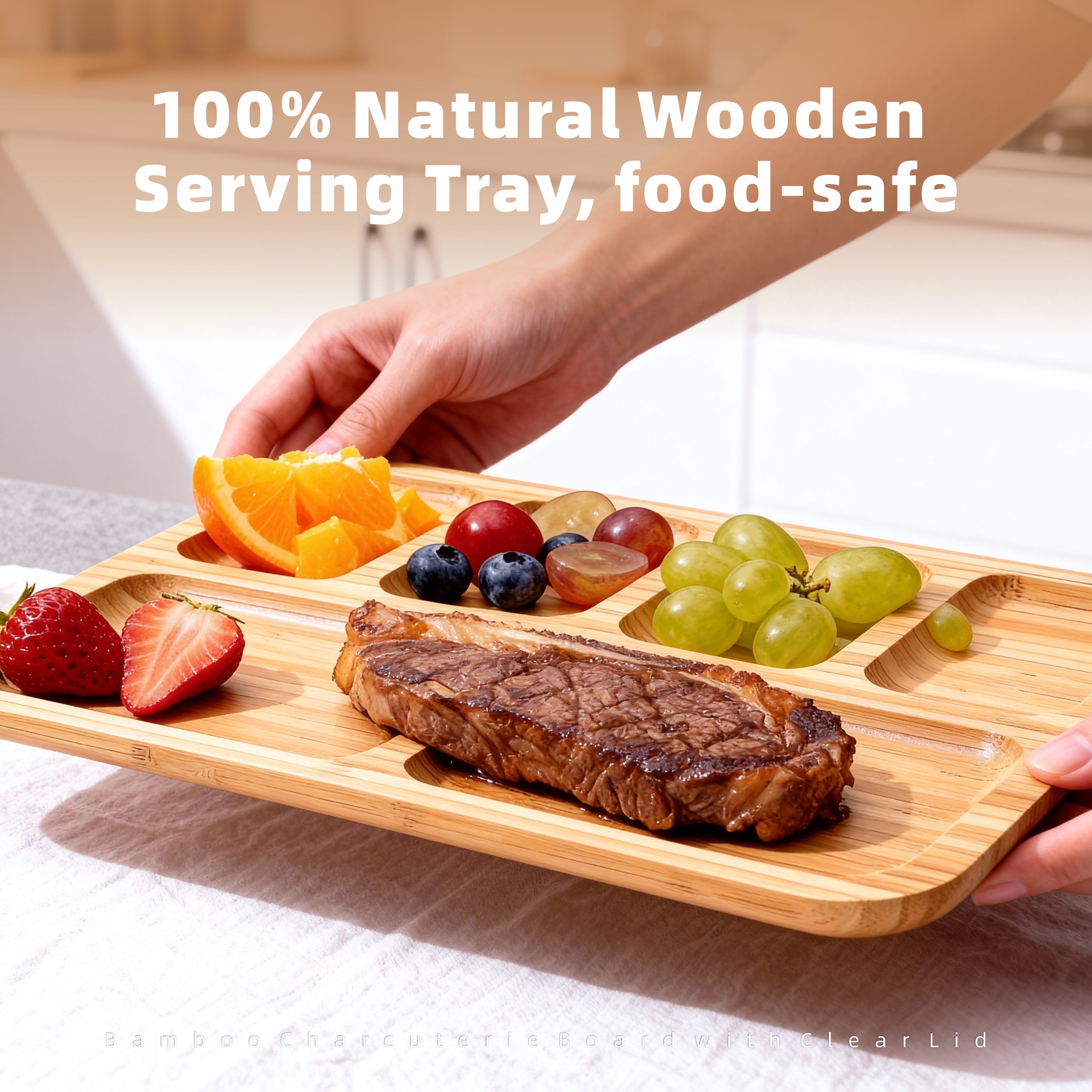 Bamboo Charcuterie Board with Clear Lid