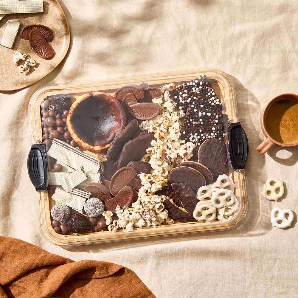 11"x14" Bamboo Prep & Serve Board with Locking Lid