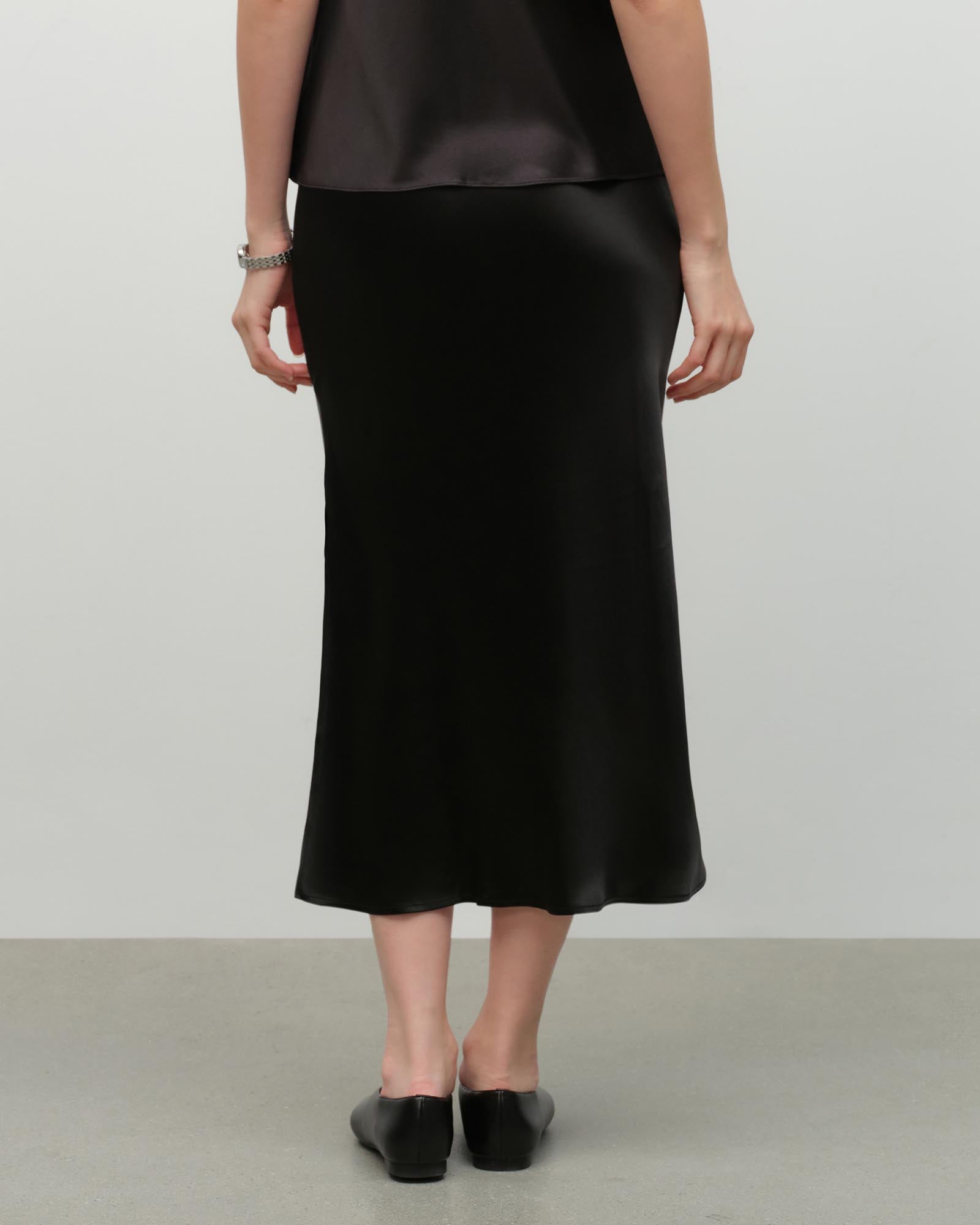 Elegant Silk Midi Slip Skirt