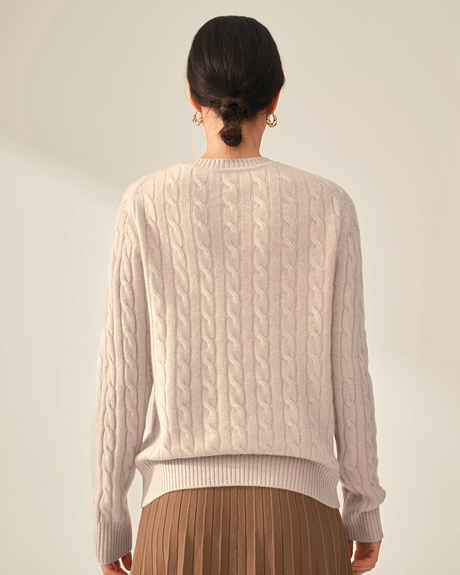 Pure Cashmere Cable Knit Sweater for Women