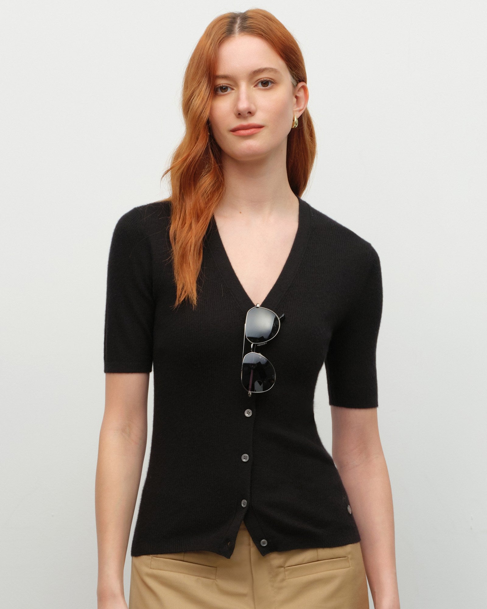 Lightweight Cashmere Silk Short Sleeve Cardigan