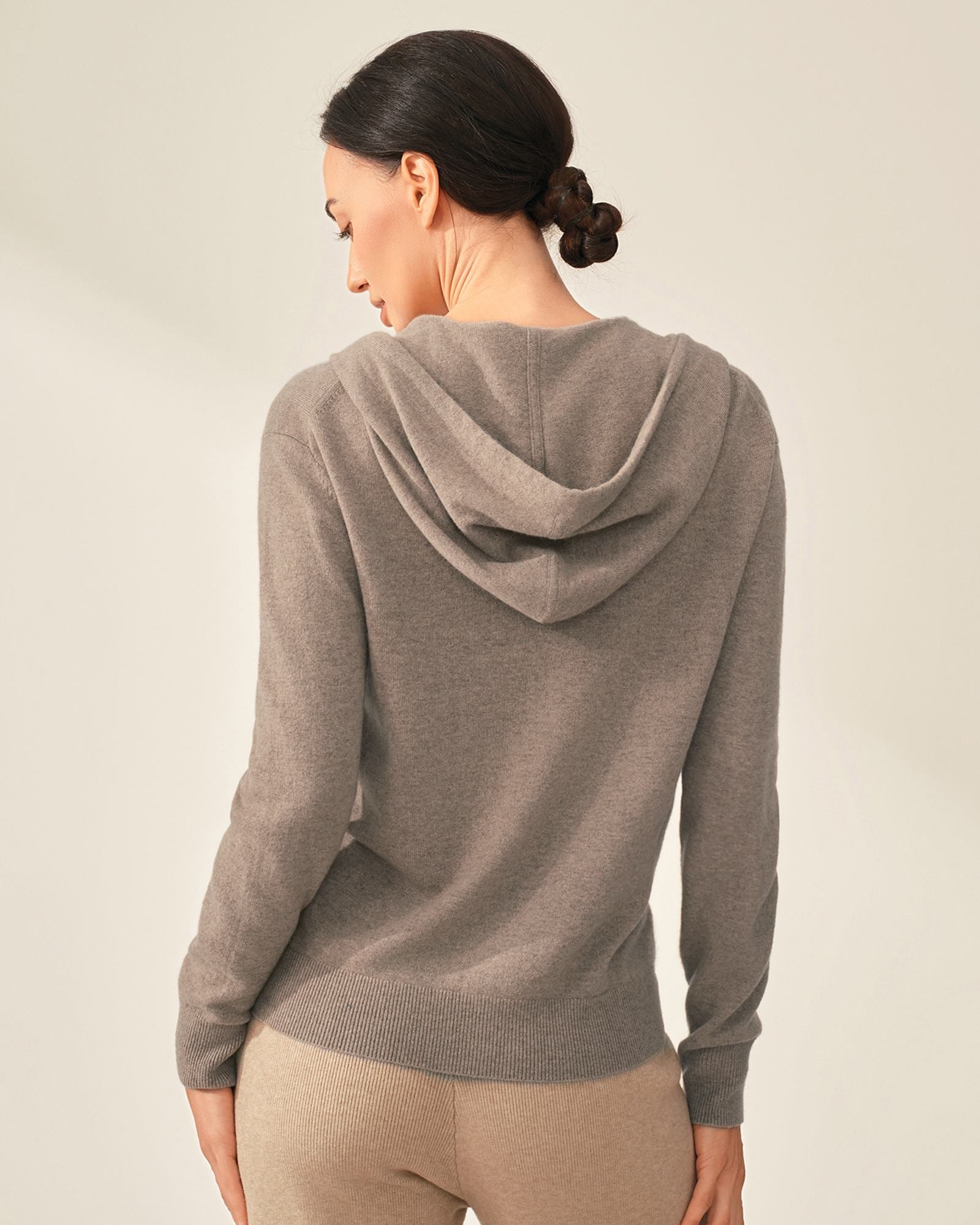 Pure Cashmere Zip-Up Hoodie for Women