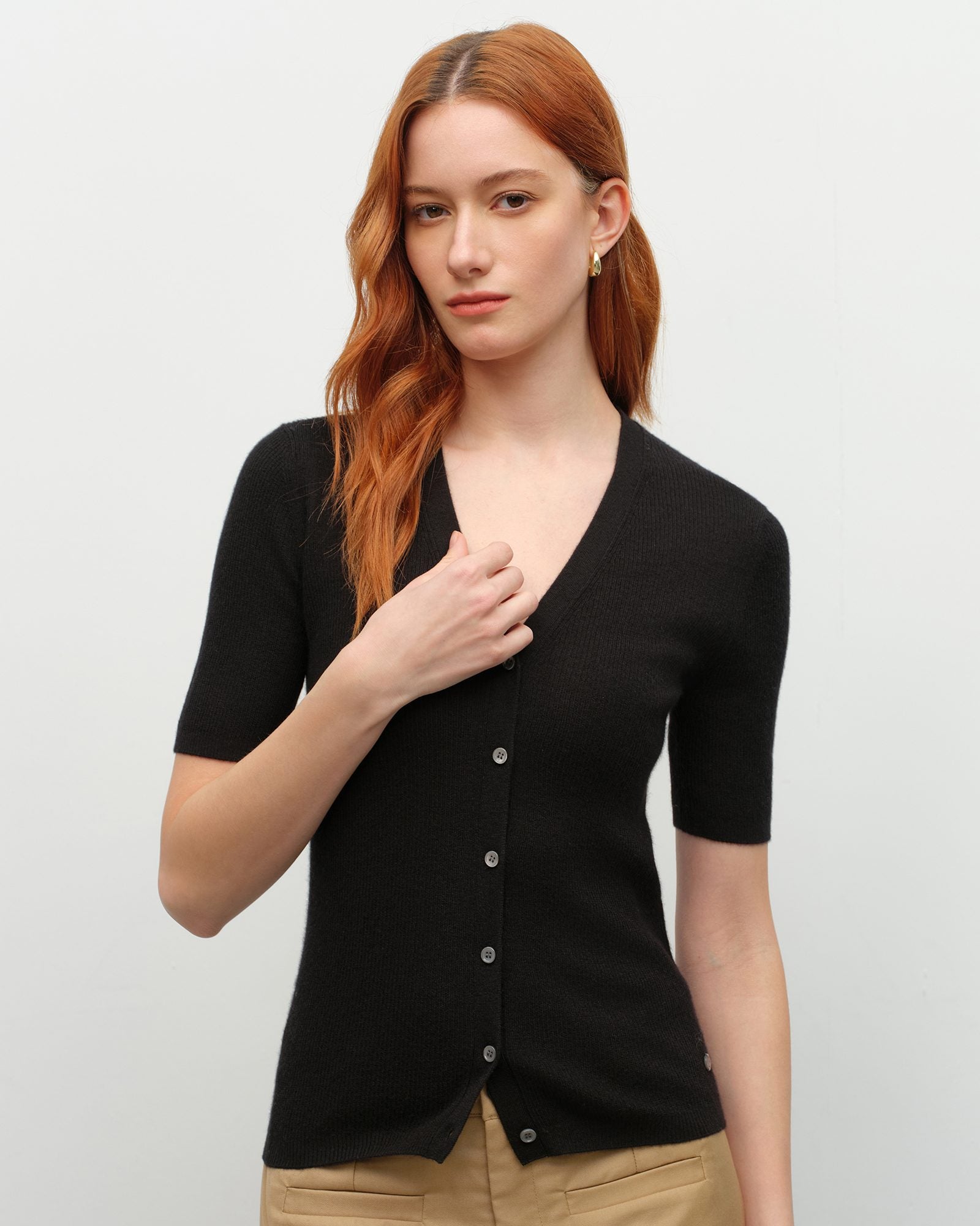 Lightweight Cashmere Silk Short Sleeve Cardigan