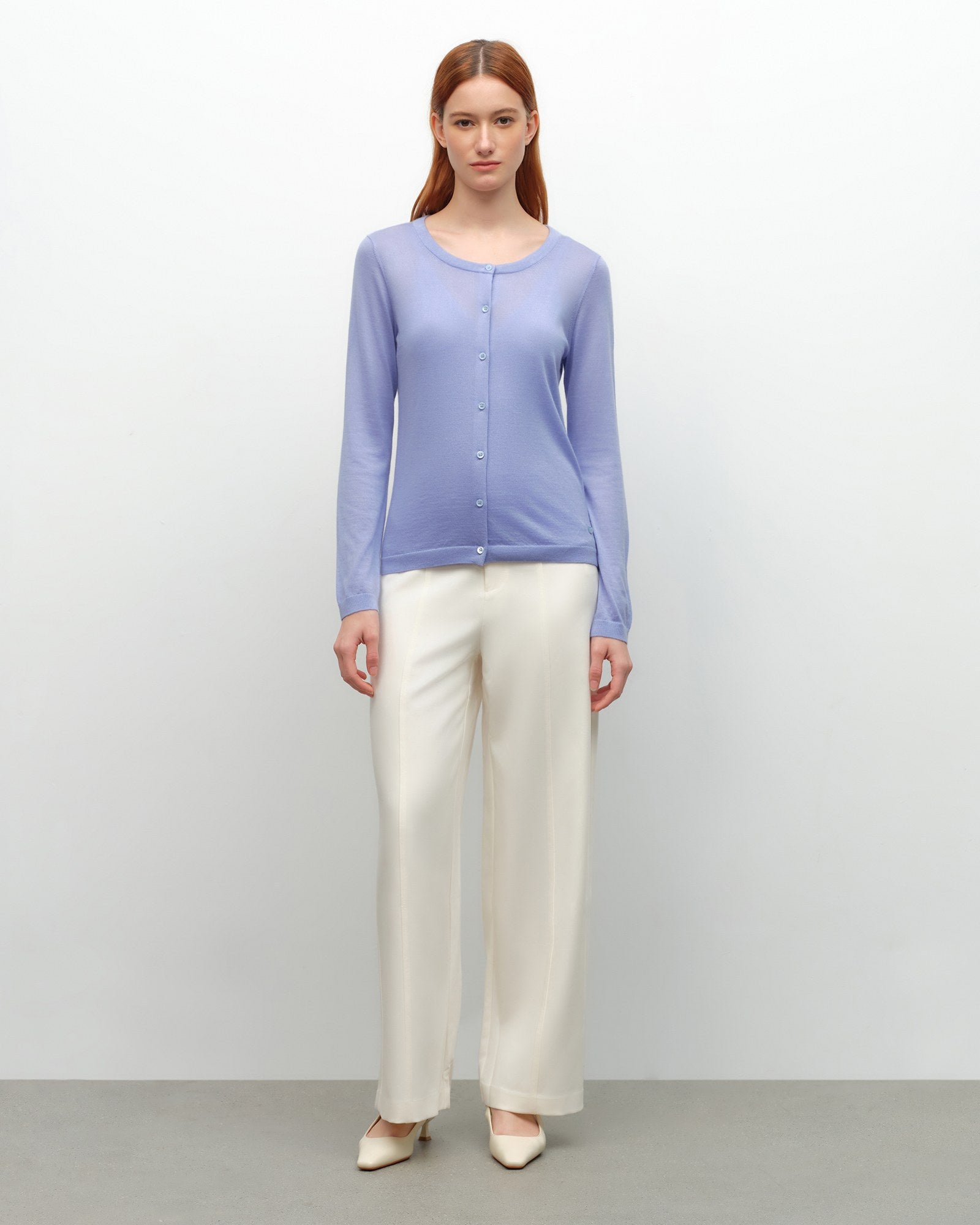 Lightweight Cashmere Silk Crew Cardigan