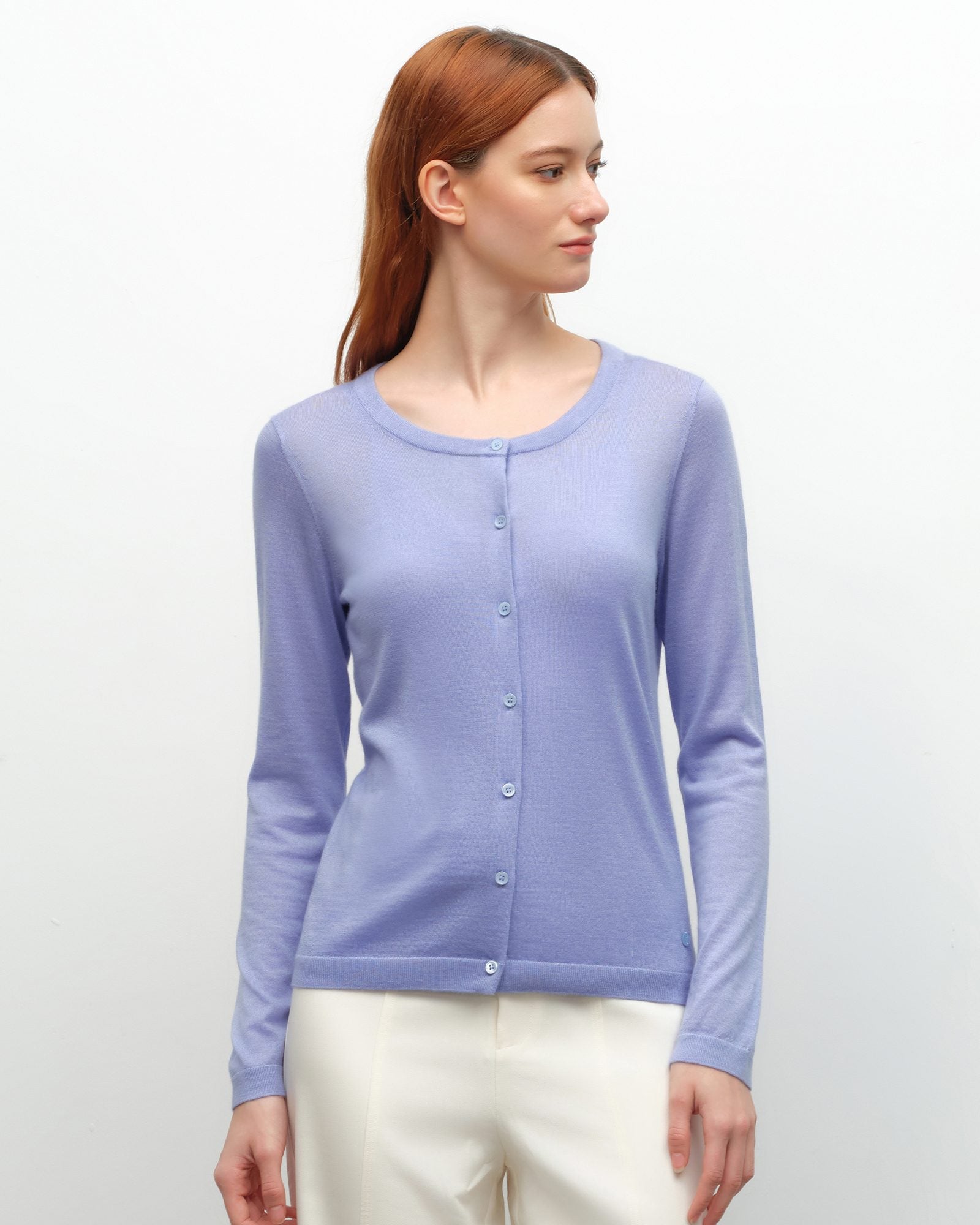 Lightweight Cashmere Silk Crew Cardigan