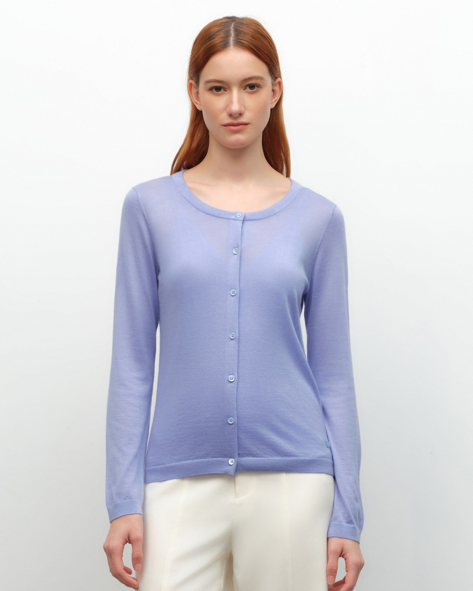 Lightweight Cashmere Silk Crew Cardigan