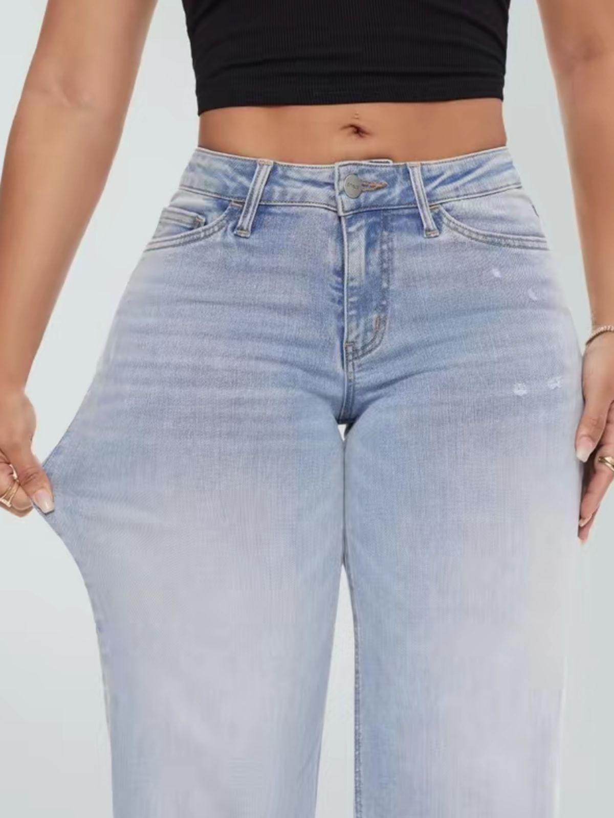 Mid Rise Slimming Wide Leg Jeans