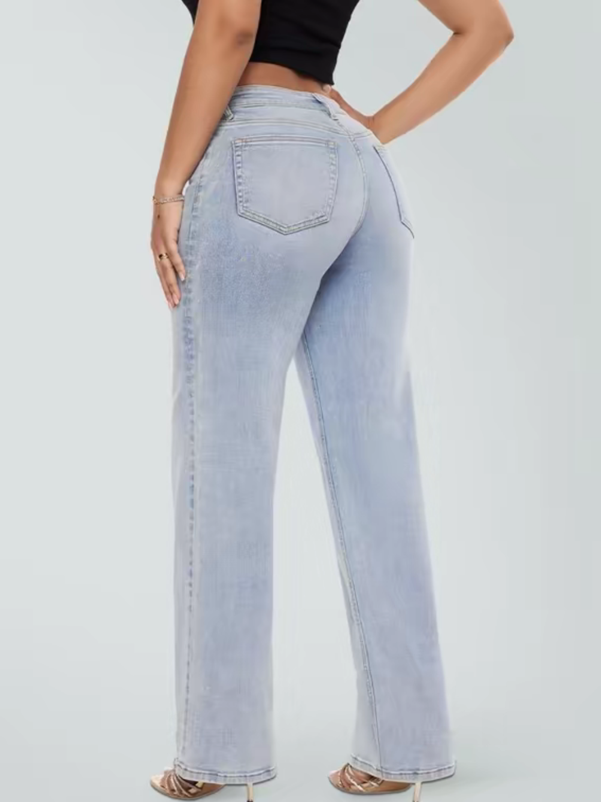 Mid Rise Slimming Wide Leg Jeans