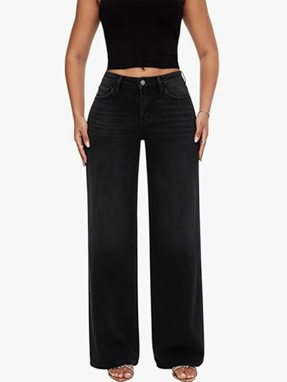 Mid Rise Slimming Wide Leg Jeans